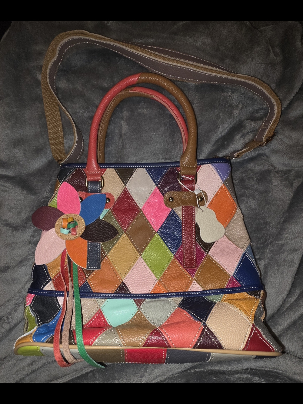 Segater Multicolor Genuine Leather Hobo Crossbody Bag 